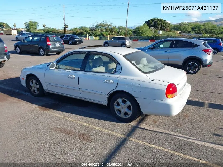 2001 Hyundai Sonata VIN: KMHWF25S71A421137 Lot: 40027240