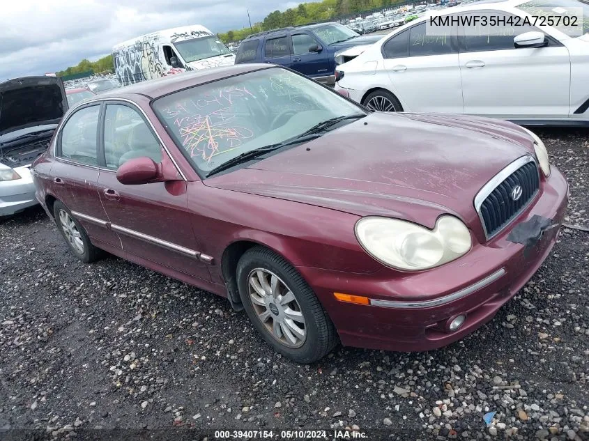 2002 Hyundai Sonata Gls/Lx VIN: KMHWF35H42A725702 Lot: 39407154