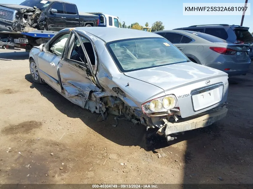 2002 Hyundai Sonata VIN: KMHWF25S32A681097 Lot: 40304749