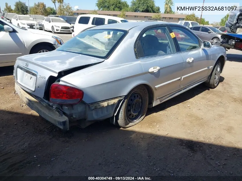 2002 Hyundai Sonata VIN: KMHWF25S32A681097 Lot: 40304749