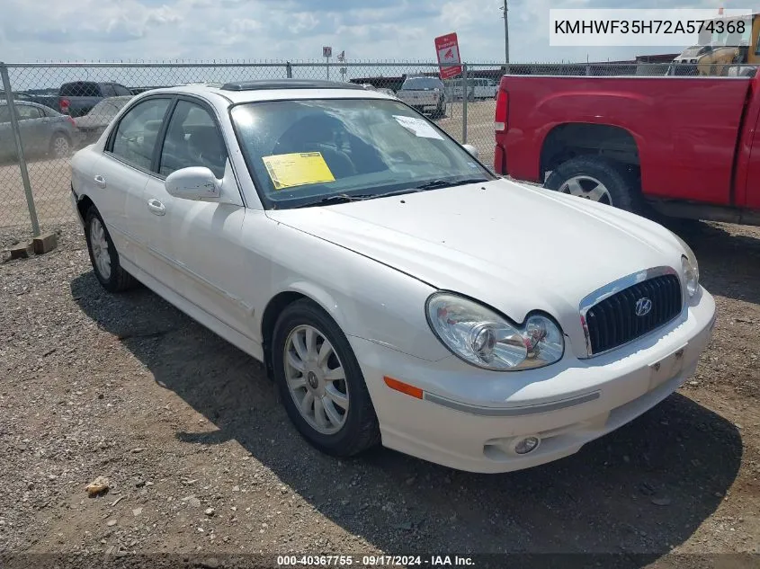 2002 Hyundai Sonata Gls/Lx VIN: KMHWF35H72A574368 Lot: 40367755