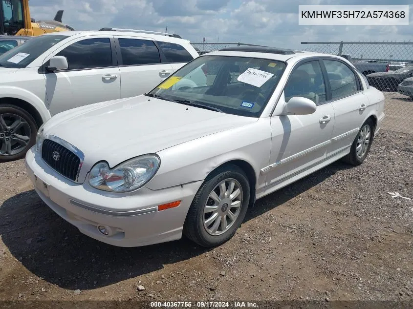 2002 Hyundai Sonata Gls/Lx VIN: KMHWF35H72A574368 Lot: 40367755