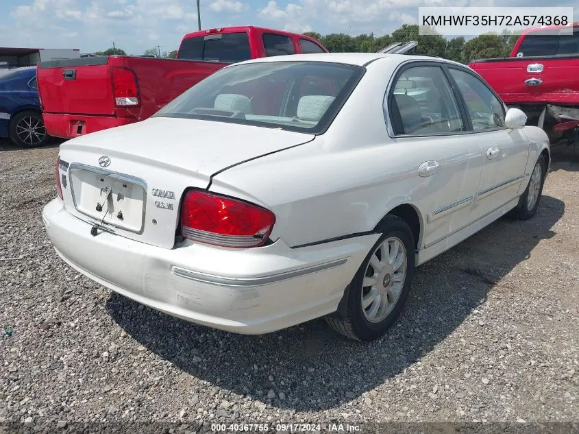 2002 Hyundai Sonata Gls/Lx VIN: KMHWF35H72A574368 Lot: 40367755