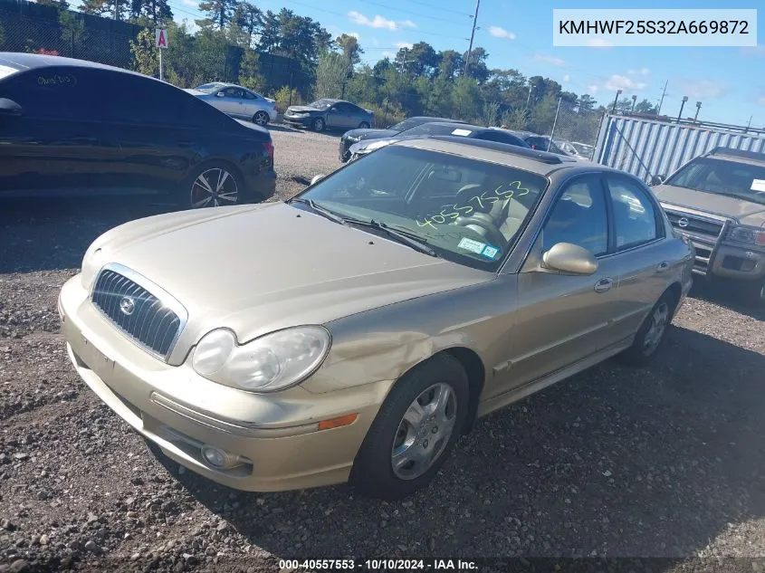 2002 Hyundai Sonata VIN: KMHWF25S32A669872 Lot: 40557553