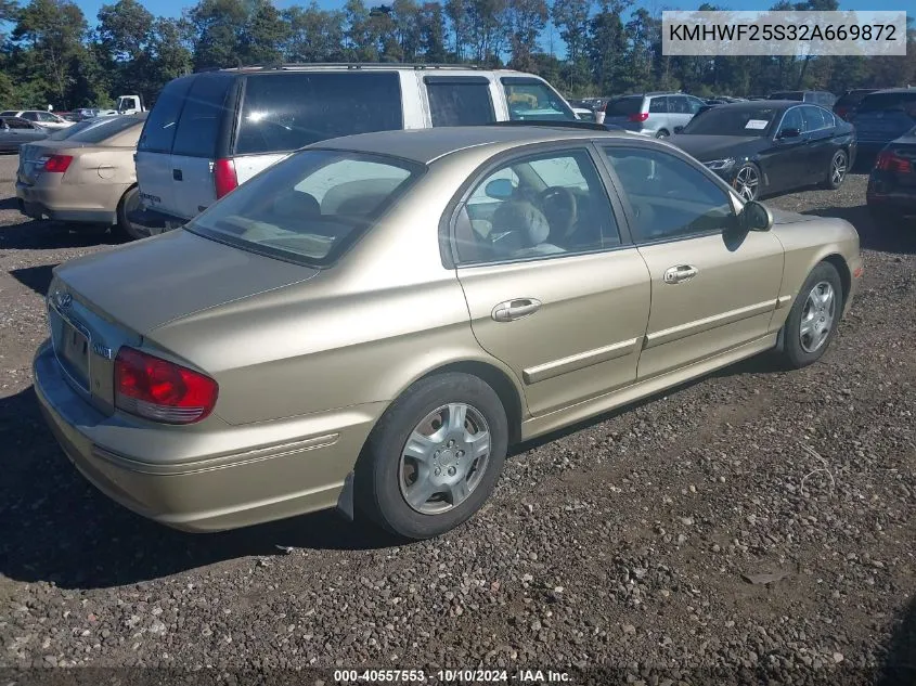 2002 Hyundai Sonata VIN: KMHWF25S32A669872 Lot: 40557553