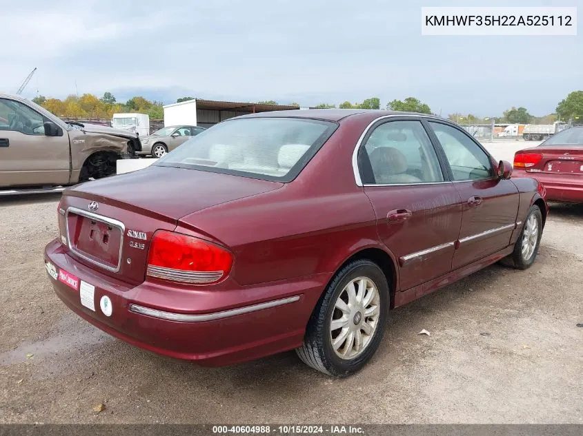 2002 Hyundai Sonata Gls/Lx VIN: KMHWF35H22A525112 Lot: 40604988