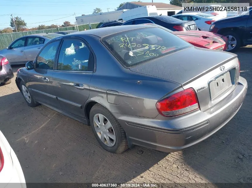 2002 Hyundai Sonata Gls VIN: KMHWF25H02A558118 Lot: 40637360