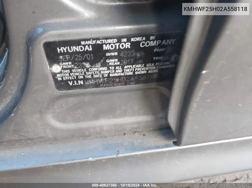 KMHWF25H02A558118 2002 Hyundai Sonata Gls