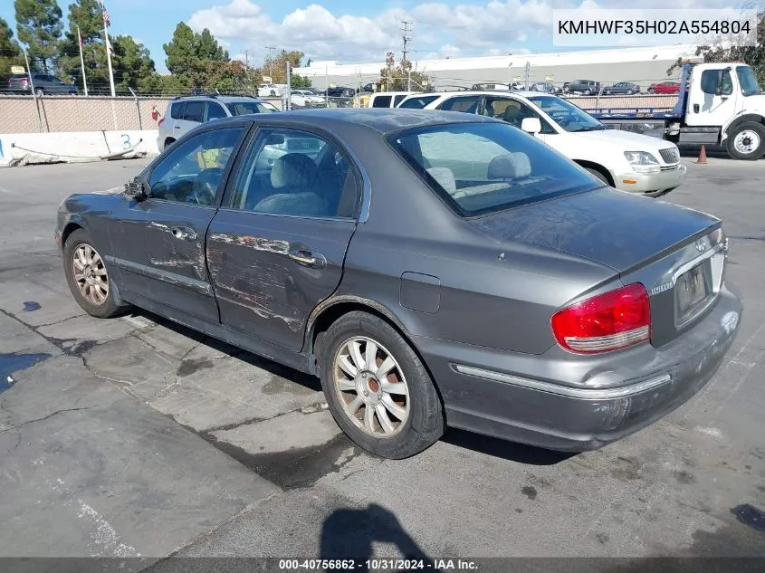 2002 Hyundai Sonata Gls/Lx VIN: KMHWF35H02A554804 Lot: 40756862