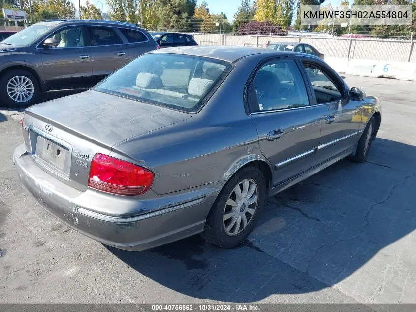 2002 Hyundai Sonata Gls/Lx VIN: KMHWF35H02A554804 Lot: 40756862