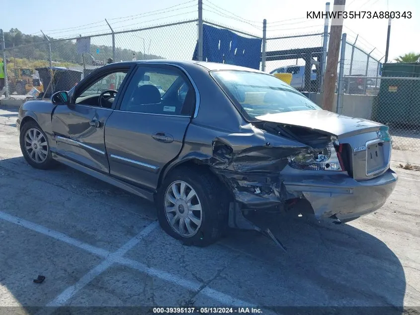 2003 Hyundai Sonata Gls/Lx VIN: KMHWF35H73A880343 Lot: 39395137