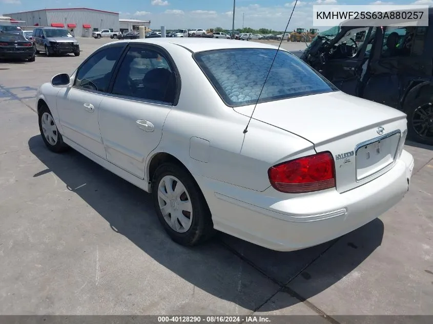 2003 Hyundai Sonata VIN: KMHWF25S63A880257 Lot: 40128290