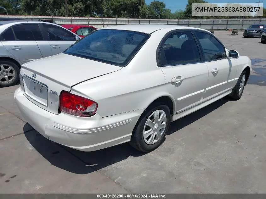 2003 Hyundai Sonata VIN: KMHWF25S63A880257 Lot: 40128290