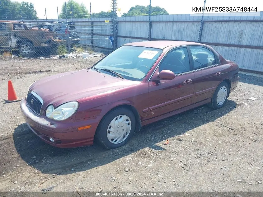 2003 Hyundai Sonata VIN: KMHWF25S33A748444 Lot: 40163336