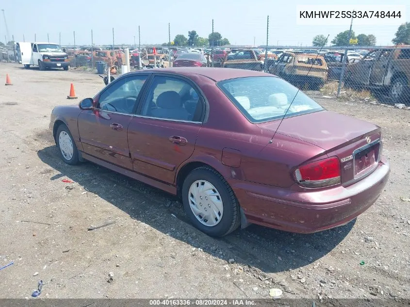 2003 Hyundai Sonata VIN: KMHWF25S33A748444 Lot: 40163336