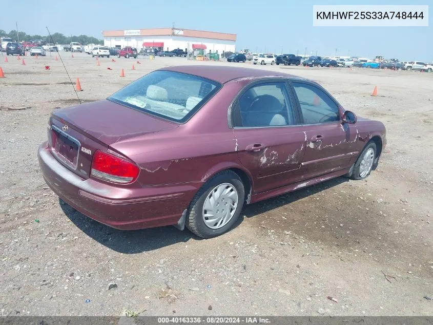 2003 Hyundai Sonata VIN: KMHWF25S33A748444 Lot: 40163336