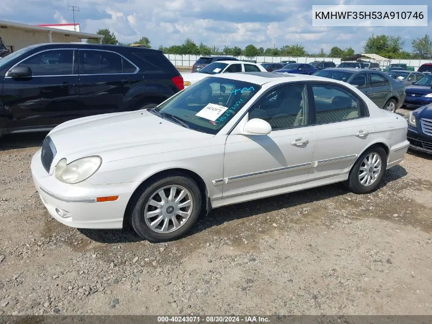 2003 Hyundai Sonata Gls/Lx VIN: KMHWF35H53A910746 Lot: 40243071