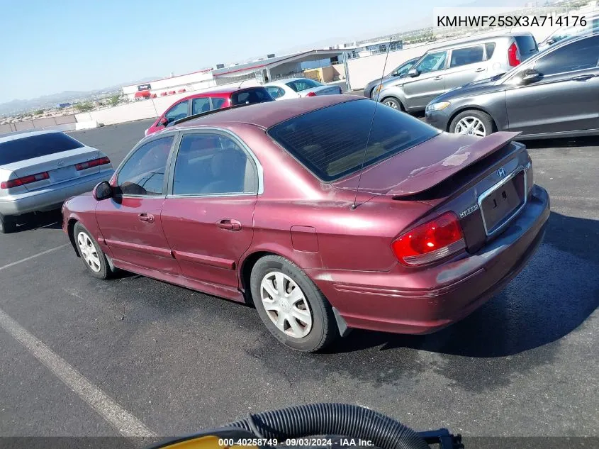 2003 Hyundai Sonata VIN: KMHWF25SX3A714176 Lot: 40258749