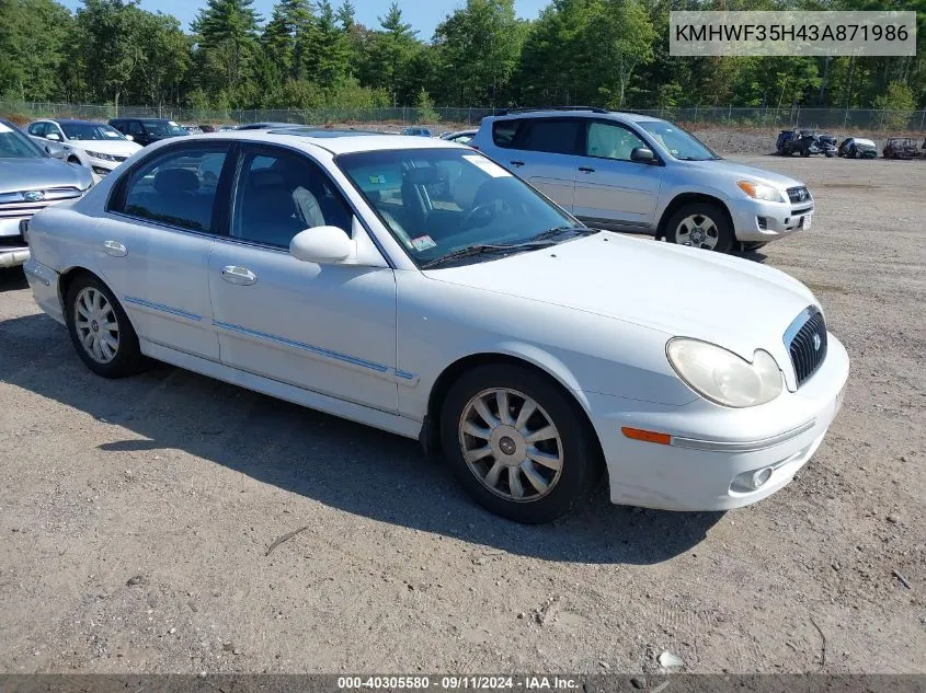 KMHWF35H43A871986 2003 Hyundai Sonata Gls/Lx