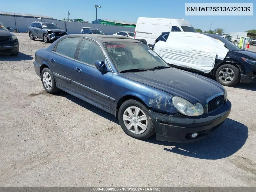 2003 Hyundai Sonata VIN: KMHWF25S13A720139 Lot: 40388908