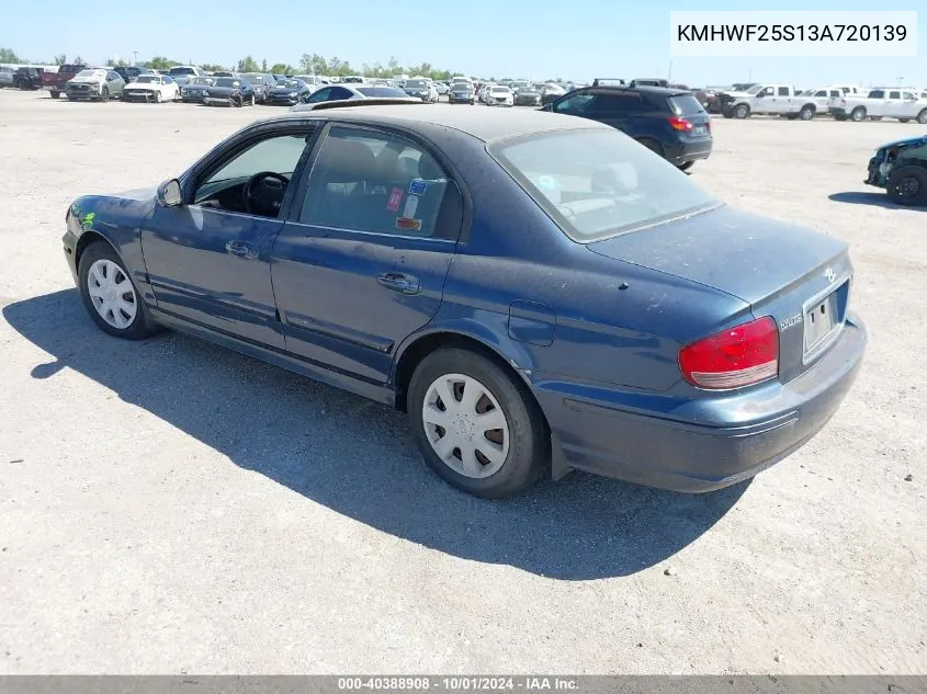 2003 Hyundai Sonata VIN: KMHWF25S13A720139 Lot: 40388908