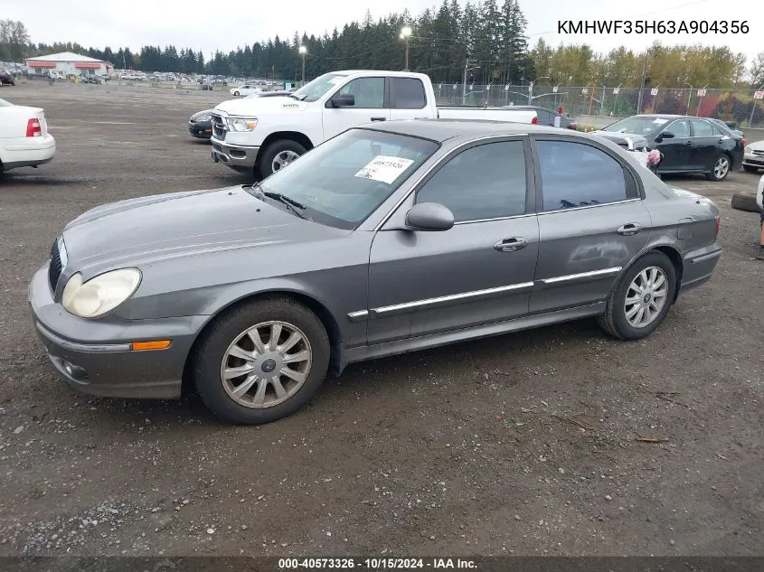 2003 Hyundai Sonata Gls/Lx VIN: KMHWF35H63A904356 Lot: 40573326