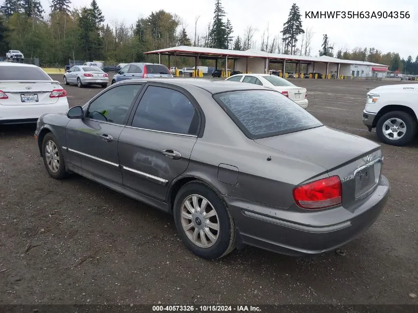 2003 Hyundai Sonata Gls/Lx VIN: KMHWF35H63A904356 Lot: 40573326