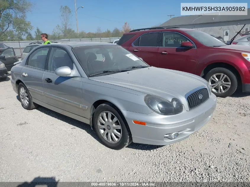 2003 Hyundai Sonata Gls/Lx VIN: KMHWF35H33A905982 Lot: 40579836