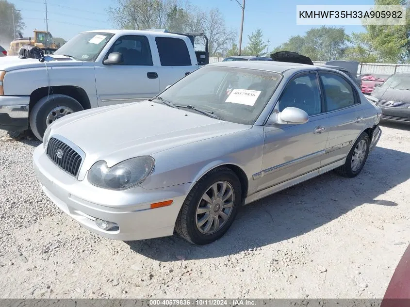 2003 Hyundai Sonata Gls/Lx VIN: KMHWF35H33A905982 Lot: 40579836