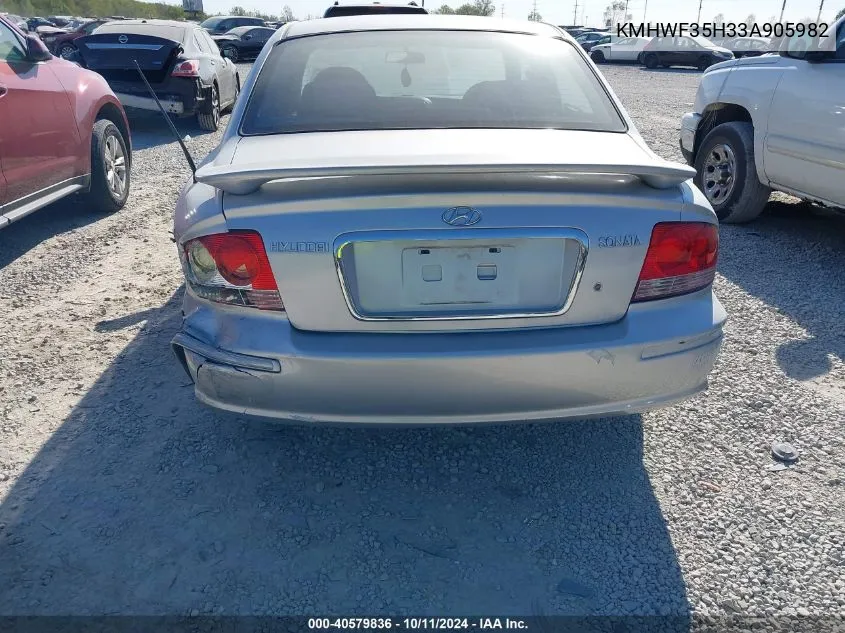 2003 Hyundai Sonata Gls/Lx VIN: KMHWF35H33A905982 Lot: 40579836