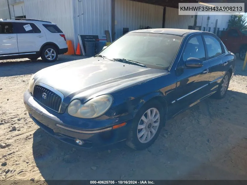 2003 Hyundai Sonata Gls/Lx VIN: KMHWF35H43A908213 Lot: 40625705