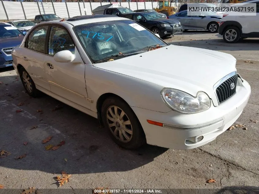 KMHWF35H23A857195 2003 Hyundai Sonata Gls/Lx