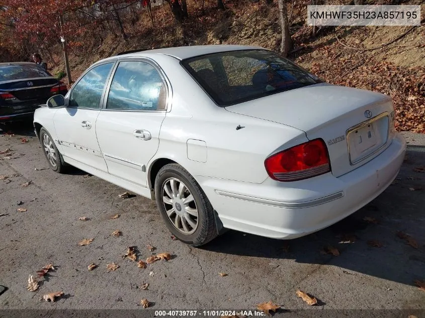 KMHWF35H23A857195 2003 Hyundai Sonata Gls/Lx