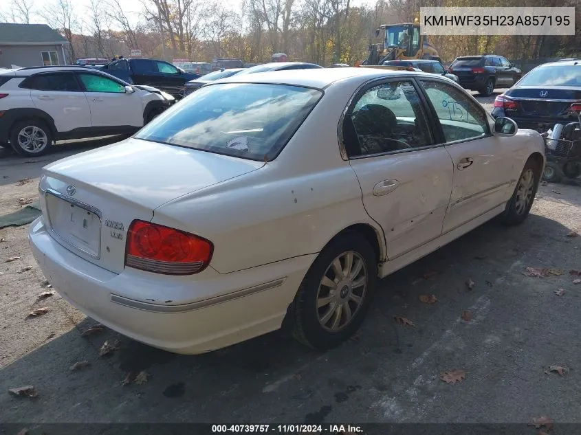 2003 Hyundai Sonata Gls/Lx VIN: KMHWF35H23A857195 Lot: 40739757