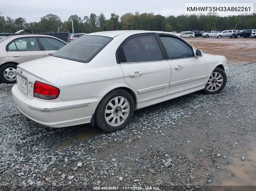 2003 Hyundai Sonata Gls/Lx VIN: KMHWF35H33A862261 Lot: 40838987