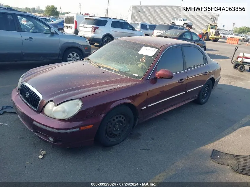 2004 Hyundai Sonata Gls/Lx VIN: KMHWF35H34A063856 Lot: 39929024