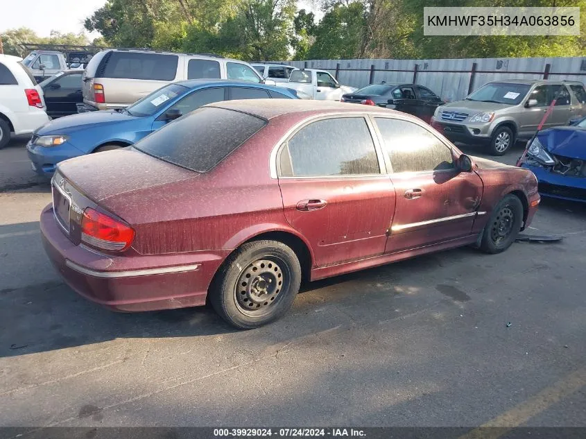 2004 Hyundai Sonata Gls/Lx VIN: KMHWF35H34A063856 Lot: 39929024