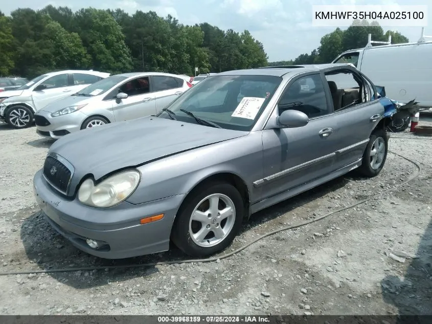 2004 Hyundai Sonata Lx/Gls VIN: KMHWF35H04A025100 Lot: 39968159