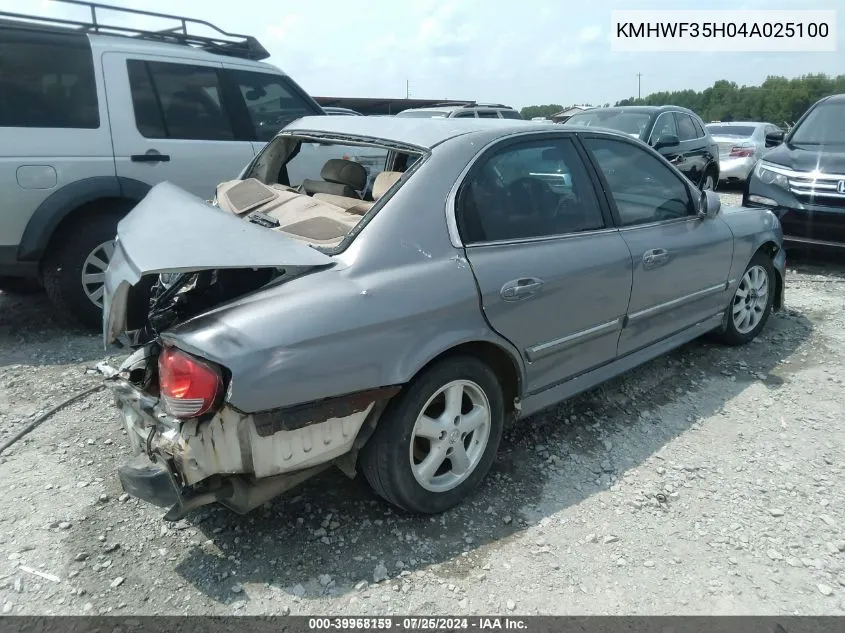 2004 Hyundai Sonata Lx/Gls VIN: KMHWF35H04A025100 Lot: 39968159