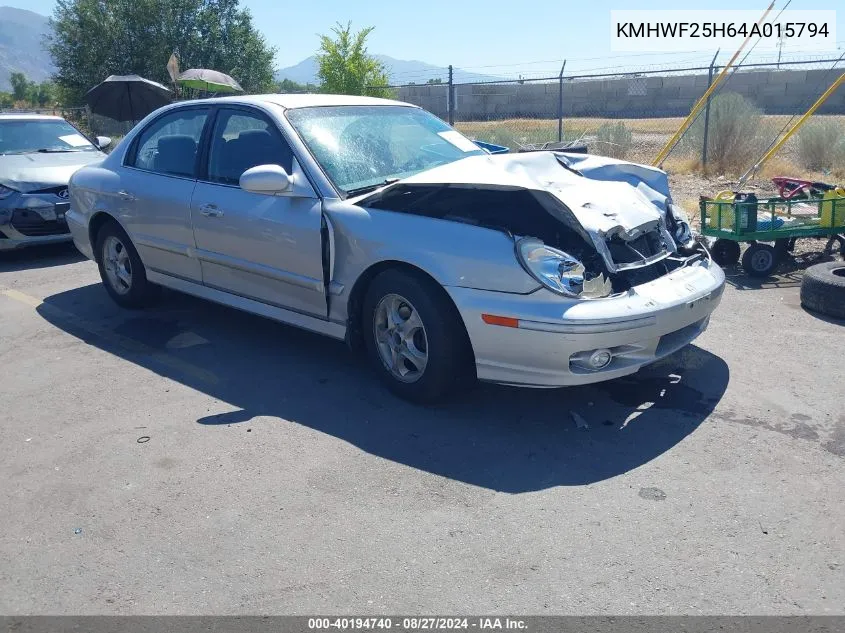 2004 Hyundai Sonata VIN: KMHWF25H64A015794 Lot: 40194740