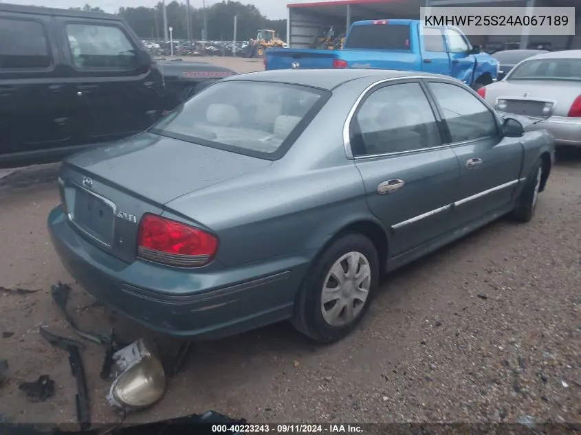 2004 Hyundai Sonata VIN: KMHWF25S24A067189 Lot: 40223243