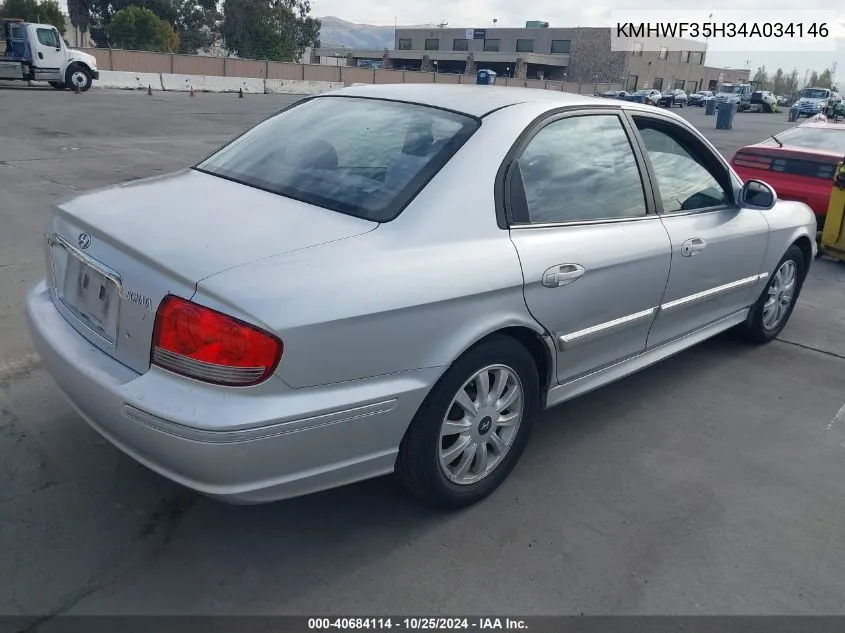 2004 Hyundai Sonata Gls/Lx VIN: KMHWF35H34A034146 Lot: 40684114