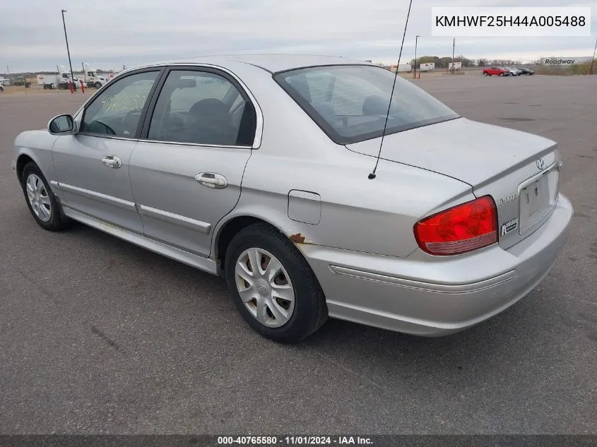 2004 Hyundai Sonata Base W/2.7L V6 (A4) VIN: KMHWF25H44A005488 Lot: 40765580