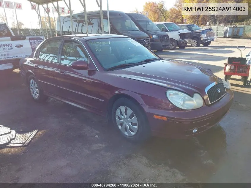 2004 Hyundai Sonata Base (A4) VIN: KMHWF25S24A914003 Lot: 40794268