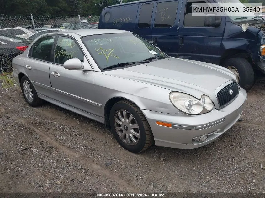 2005 Hyundai Sonata Gls/Lx VIN: KMHWF35H05A135940 Lot: 39837614