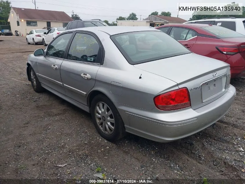 2005 Hyundai Sonata Gls/Lx VIN: KMHWF35H05A135940 Lot: 39837614