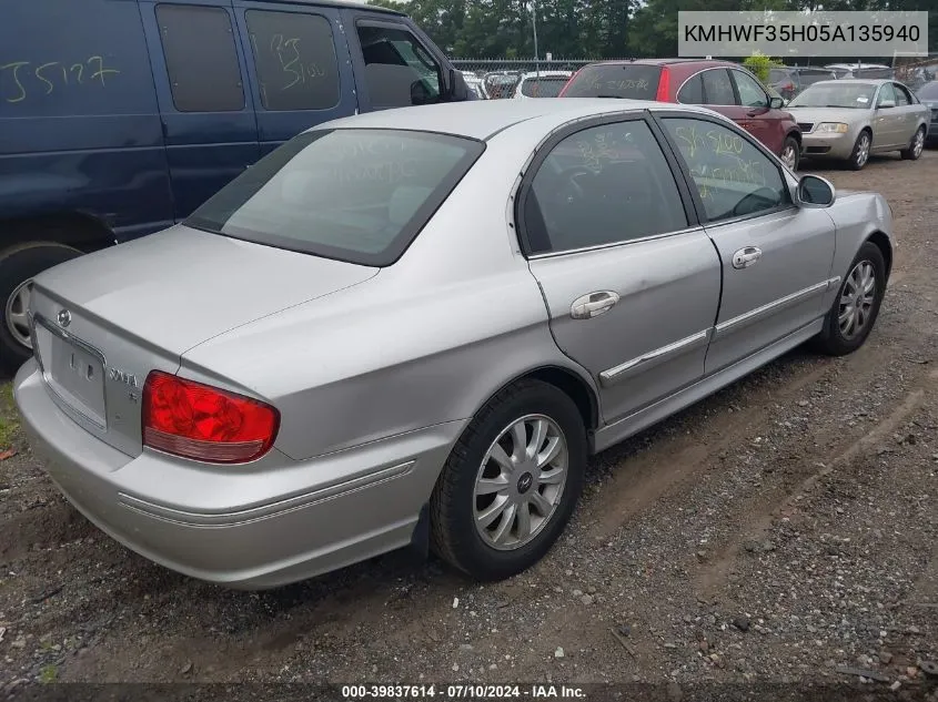 2005 Hyundai Sonata Gls/Lx VIN: KMHWF35H05A135940 Lot: 39837614