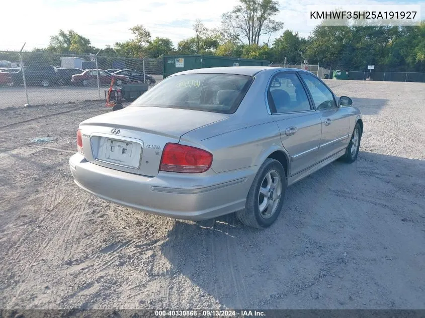 2005 Hyundai Sonata Gls/Lx VIN: KMHWF35H25A191927 Lot: 40330868