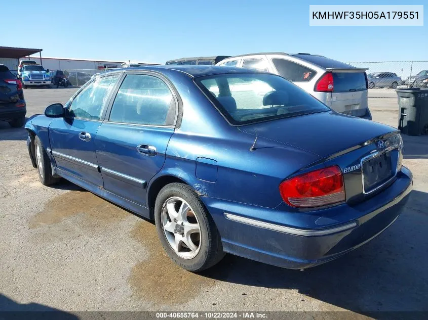 2005 Hyundai Sonata Gls/Lx VIN: KMHWF35H05A179551 Lot: 40655764