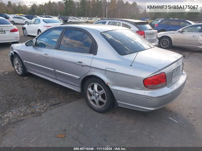 2005 Hyundai Sonata Gls/Lx VIN: KMHWF35H85A175067 Lot: 40710246